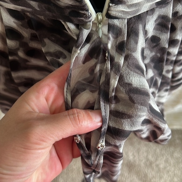 BCBGMAXAZRIA Black/Grey One Shoulder Silk Tulip Dress Size8 - Picture 9 of 16